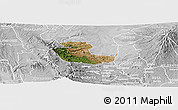 Satellite Panoramic Map of KIENI WEST, lighten, desaturated