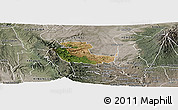 Satellite Panoramic Map of KIENI WEST, semi-desaturated