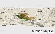 Satellite Panoramic Map of KIENI WEST, shaded relief outside