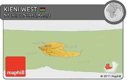 Savanna Style Panoramic Map of KIENI WEST, single color outside