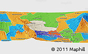 Shaded Relief Panoramic Map of KIENI WEST, political outside