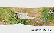Shaded Relief Panoramic Map of KIENI WEST, satellite outside