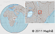 Gray Location Map of MT.KENYA FOREST/N.PARK, hill shading