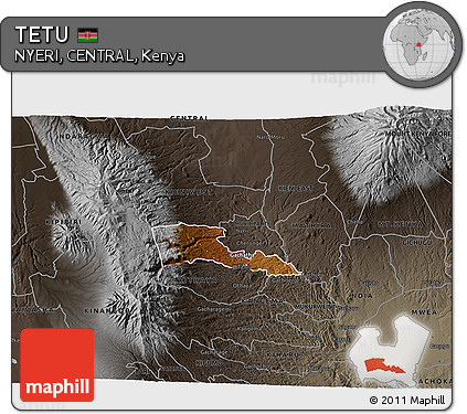 Physical 3D Map of TETU, darken, semi-desaturated