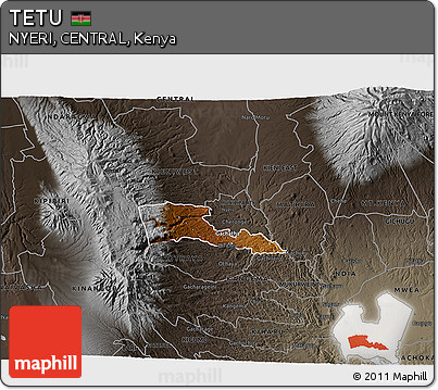 Physical 3D Map of TETU, darken, semi-desaturated