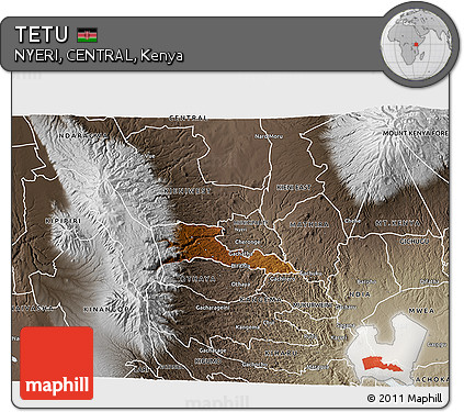 Physical 3D Map of TETU, semi-desaturated