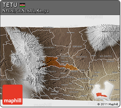 Physical 3D Map of TETU, semi-desaturated