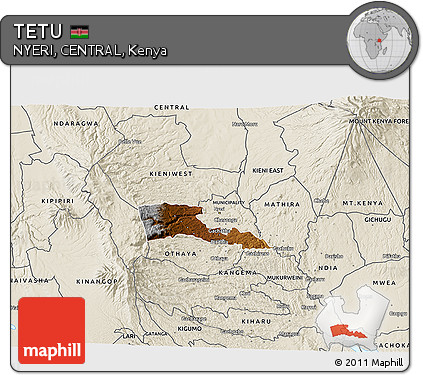 Physical 3D Map of TETU, shaded relief outside