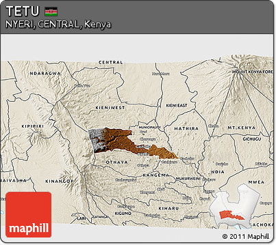 Physical 3D Map of TETU, shaded relief outside