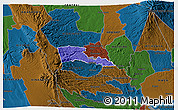 Political 3D Map of TETU, darken
