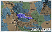 Political 3D Map of TETU, darken, semi-desaturated