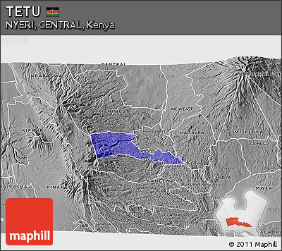 Political 3D Map of TETU, desaturated