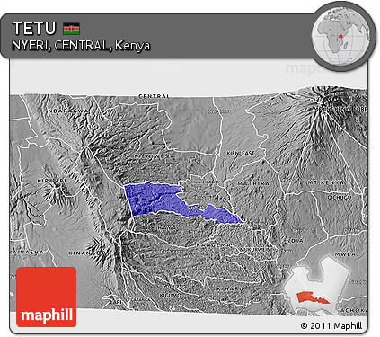 Political 3D Map of TETU, desaturated
