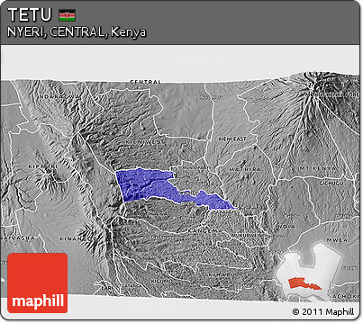 Political 3D Map of TETU, desaturated