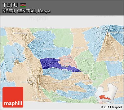 Political 3D Map of TETU, lighten