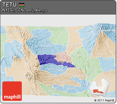 Political 3D Map of TETU, lighten
