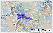 Political 3D Map of TETU, lighten, semi-desaturated