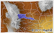 Political 3D Map of TETU, physical outside