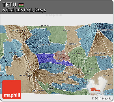 Political 3D Map of TETU, semi-desaturated