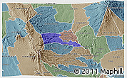 Political 3D Map of TETU, semi-desaturated