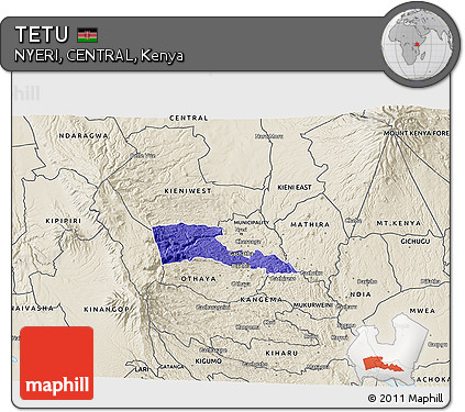 Political 3D Map of TETU, shaded relief outside