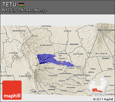 Political 3D Map of TETU, shaded relief outside