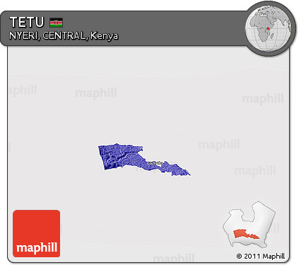 Political 3D Map of TETU, single color outside
