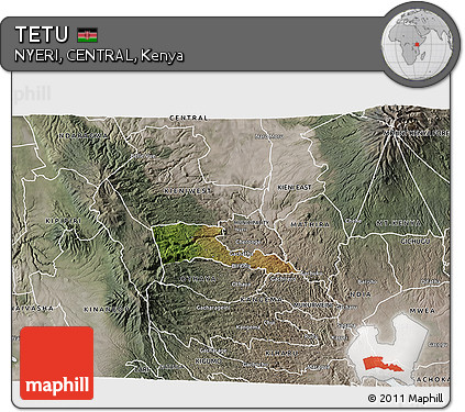 Satellite 3D Map of TETU, semi-desaturated