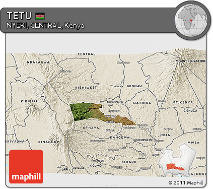 Satellite 3D Map of TETU, shaded relief outside