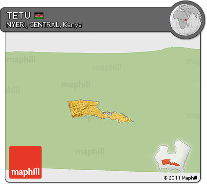 Savanna Style 3D Map of TETU, single color outside