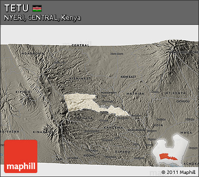 Shaded Relief 3D Map of TETU, darken
