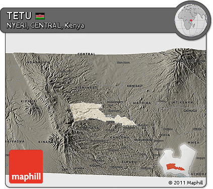 Shaded Relief 3D Map of TETU, darken