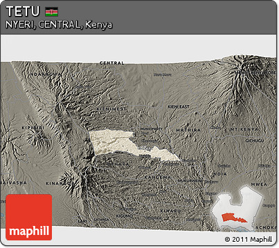 Shaded Relief 3D Map of TETU, darken