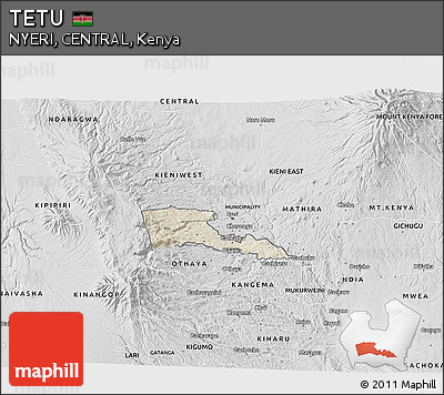 Shaded Relief 3D Map of TETU, desaturated