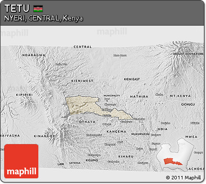 Shaded Relief 3D Map of TETU, desaturated