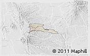 Shaded Relief 3D Map of TETU, lighten, desaturated