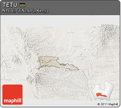 Shaded Relief 3D Map of TETU, lighten