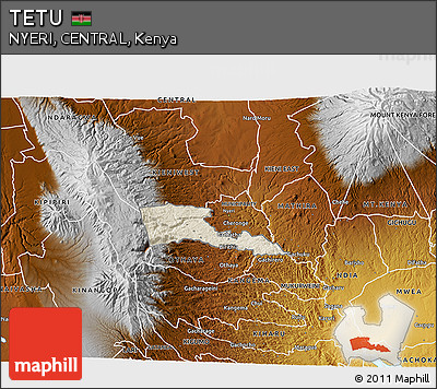 Shaded Relief 3D Map of TETU, physical outside