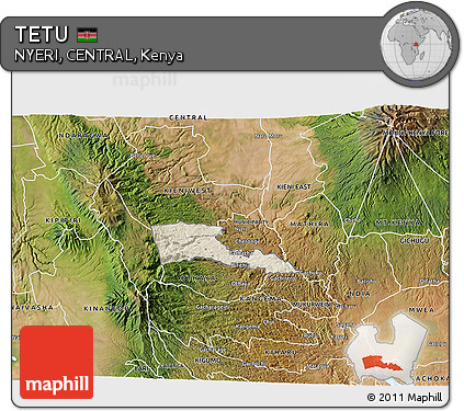 Shaded Relief 3D Map of TETU, satellite outside