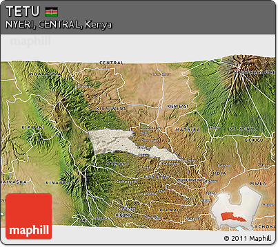 Shaded Relief 3D Map of TETU, satellite outside