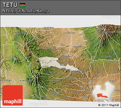 Shaded Relief 3D Map of TETU, satellite outside