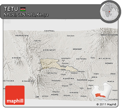 Shaded Relief 3D Map of TETU, semi-desaturated