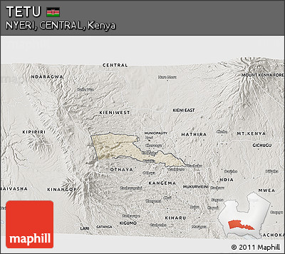 Shaded Relief 3D Map of TETU, semi-desaturated