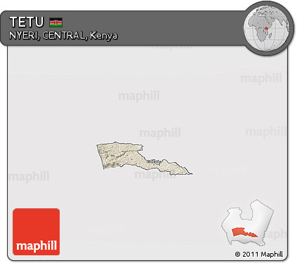 Shaded Relief 3D Map of TETU, single color outside