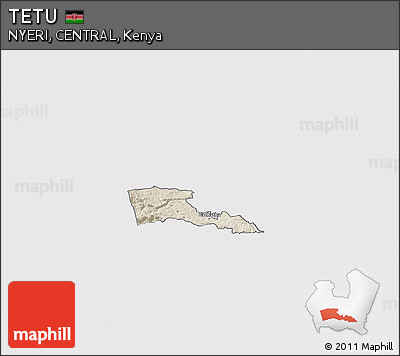 Shaded Relief 3D Map of TETU, single color outside