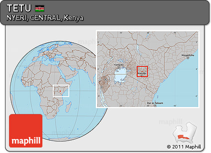 Gray Location Map of TETU, within the entire country