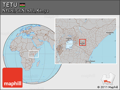 Gray Location Map of TETU, within the entire country