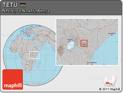 Gray Location Map of TETU, within the entire country