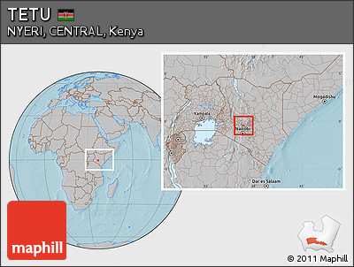 Gray Location Map of TETU, within the entire country, hill shading
