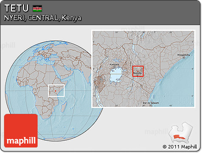 Gray Location Map of TETU, within the entire country, hill shading